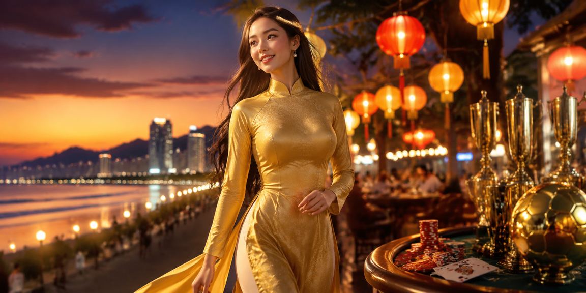Trò chơi bài poker và casino trực tuyến tại Đà Nẵng với trang phục áo dài truyền thống