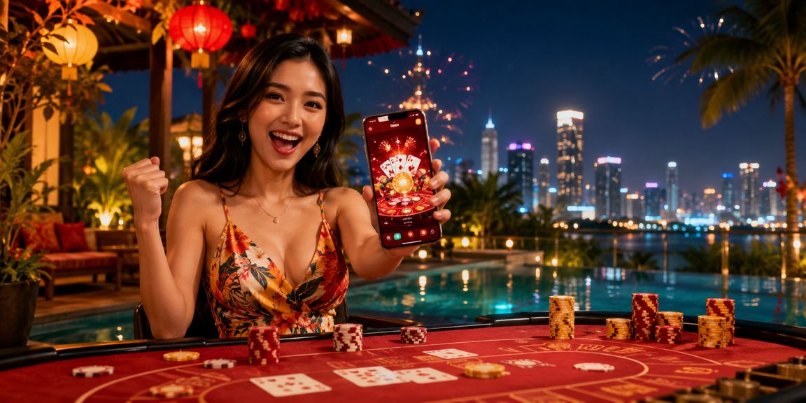 Không khí lễ hội baccarat tại Ninh Bình với ánh đèn rực rỡ và thiết bị di động